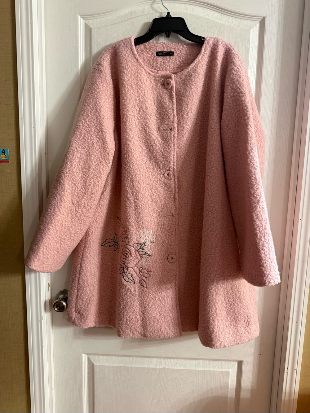 SHEIN Curve Textured Fleece Embroidered Coat 3X